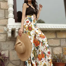 KAORI BY SHREYA AGARWAL Women Ethnic Motifs Printed Relaxed High-Rise Trousers image 4