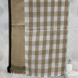 Myntra Elegant Homes Beige & White 2 Striped Cotton 210 GSM Bath Towels-picture-24