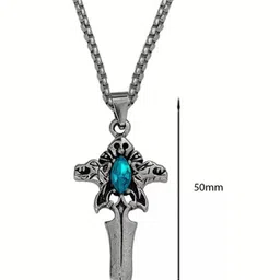 P. R. PRINTS Silver-Plated Stainless Steel Jesus Christ Cross Pendant With Chain image 3