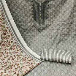 HERE&NOW Embellished Unstitched Dress Material image 2