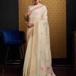 all about you Floral Woven Design Zari Saree image 4