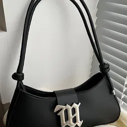 LULU & SKY PU Oversized Structured Handheld Bag With Tasselled image 1