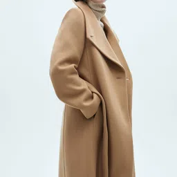MANGO Notched lapel Collar Knee Length Wool Coat-image-22