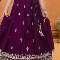 Lagorii Girls Embroidered Ready to Wear Lehenga & Choli Net Dupatta image 4