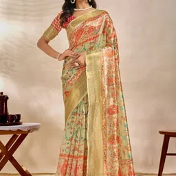 Eecoo Floral Zari Silk Blend Mysore Silk Saree-picture-17