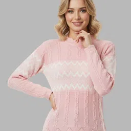 Gouri Women Chevron Colourblocked Woollen Pullover image 5