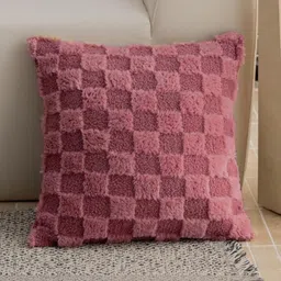 Vinayaka Fab Pink Set of 2 Checked Square Cushion Covers image 2