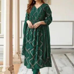 Aaghnya Ethnic Motifs Printed Anarkali Kurta with Trouser & Dupatta-image-29