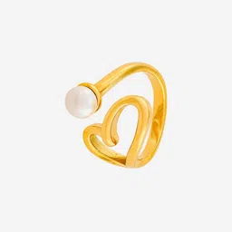 Kushal's Fashion Jewellery Gold-Plated Pearl-Beaded Trendy Finger Ring-image-40