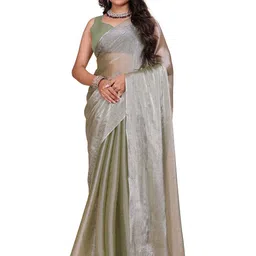 Indian Fashionista Embellished Beads & Stones Organza Saree-image-17