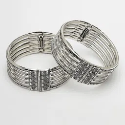 Anouk Set Of 2 German Silver Oxidised Kada Bangles image 3