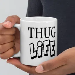 Mr UVD White & Black Typography Printed Ceramic Glossy Mug 350 ml image 4