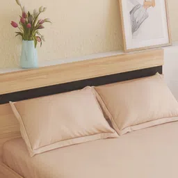 Home Centre Peach-Coloured 210 TC Queen Bedsheet with 2 Pillow Covers image 2