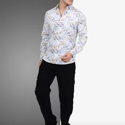 D Finish Men Smart Fit Floral Printed Spread Collar Cotton Casual Shirt image 5
