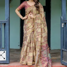 ALMAARI FASHION Ethnic Motifs Pure Cotton Jamdani Saree-picture-31