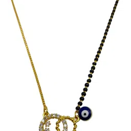 Digital Dress Room Gold-Plated AD Stone Studded & Beaded Evil Eye Mangalsutra image 3