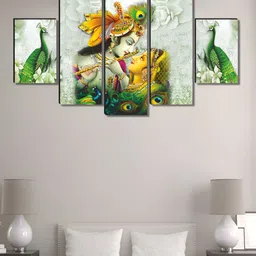 Myntra Elegant Homes Green & Yellow 5 Piece Wood Religious Wall Paintings-picture-31