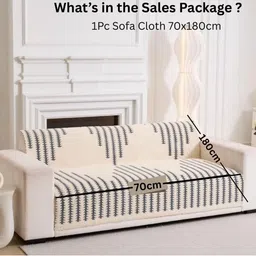 HOMETHREADS Grey & Cream-Coloured Printed Sofa Cover image 3