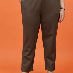 Toodle Plus Women Cotton Plus Size Slim Fit High-Rise Trousers-image-64