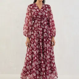 FEMMELLA Women Floral Print Puff Sleeve Wrap Dress-picture-17