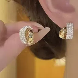 Aurum & You Pearls Beaded ContemporaryHoop Earrings-picture-12