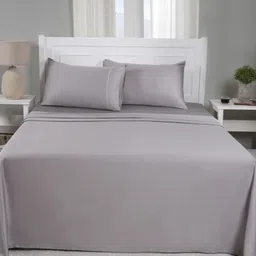 Bedbathandbliss Grey Satin 300 TC Super King Bedsheet Set 2.74 m x 2.74 m-picture-21