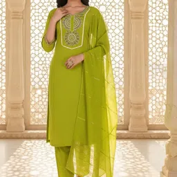 SZN Women Ethnic Motifs Yoke Design Regular Thread Work Kurta with Trousers & With Dupatta-picture-16