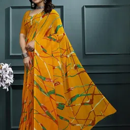 KANOODA Floral Printed Pure Georgette Saree-image-44