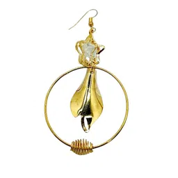 FEMMIBELLA Set Of 2 Gold-Plated Stones Studded Star Shaped Drop Earrings image 5