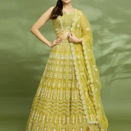 Samyukta Singhania Embroidered Beads and Stones Ready to Wear Lehenga & Blouse With Dupatta-picture-21