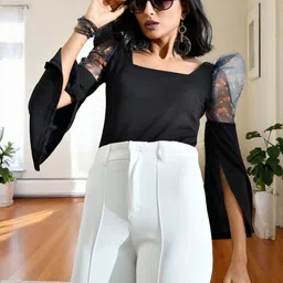 SFOTY Floral Print Puff Sleeve Top image 4