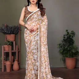 The Textile Hub Floral Printed Pure Georgette Saree With Unstitched Blouse Piece-picture-27