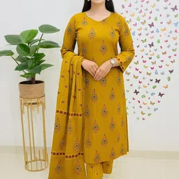 GoSriKi Women Ethnic Motifs Printed Regular Kurta Set With Dupatta image 3
