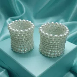 DressBerry Stainless Steel Rhodium-Plated Pearls Beaded Cuff Bracelet-image-55