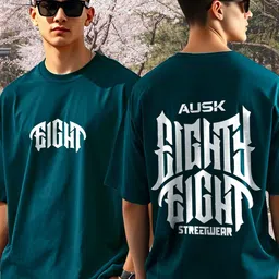 AUSK Typography Printed Round Neck Cotton Oversized T-shirt image 4