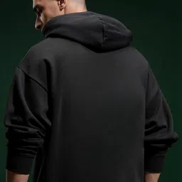 Mast & Harbour Men Solid Hooded Cotton Fleece Oversized Sweatshirt image 3