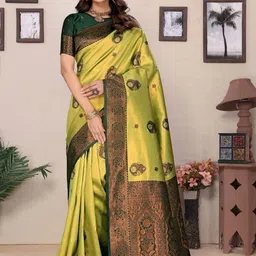oxalis Woven Design Ethnic Motifs Zari Detail Banarasi Saree-picture-21