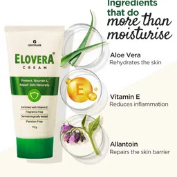 ELOVERA Moisturising Cream with Aloe Vera & Vitamin E for Dry & Sensitive Skin - 75 g image 3