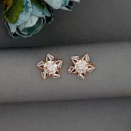 MEIRA JEWELLERY Gold-Plated Artificial Stones Studded Floral Studs-picture-18