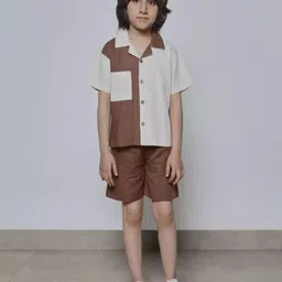skm empire Boys Colourblocked Pure Cotton Shirt With Shorts-picture-58