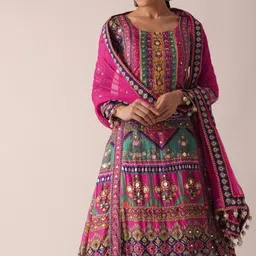 NKV Floral Printed Mirror Work Mirror Work Kurti image 3