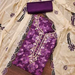 KIMISHA Floral Printed Beads And Stones Unstitched Dress Material-image-46