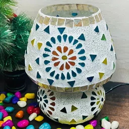 DIWAM HANDICRAFTS Blue Textured Glass Traditional Abstract Shaped Table Lamp image 2
