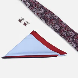 Louis Philippe Men Accessory Gift Set of Embroidered Tie Pocket Square And Cufflink image 2