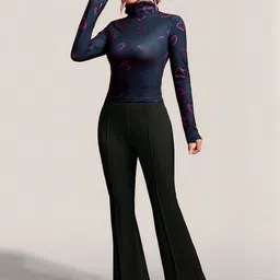 Moda Rapido Women Black Lycra Solid Regular Trousers image 5