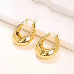 Jewels Galaxy Stainless Steel Gold-Plated Contemporary Hoop Earrings-image-31