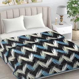 FABINALIV Black & Green Woollen AC Room 233 GSM Double Bed Blanket image 1