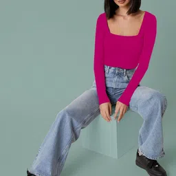 Maheshvi Women Solid Square Neck Long Sleeves Top-picture-21