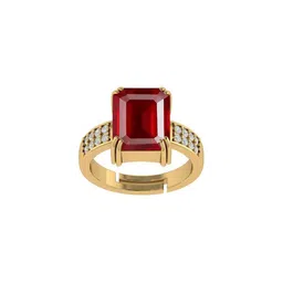 Sidharth Gems Gold Plated 10.25 Ratti Ruby Adjustable Ring image 2