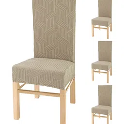 Yellow Weaves Cream-Colored 4 Pieces Textured Jacquard Elasticated Chair Covers-image-92